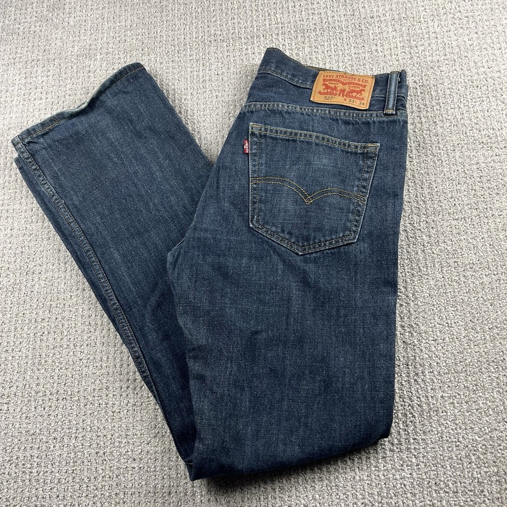 Levi's 527 Bootcut Jeans Mens 33x34 Med Wash Blue Denim Slim Fit Faded Western